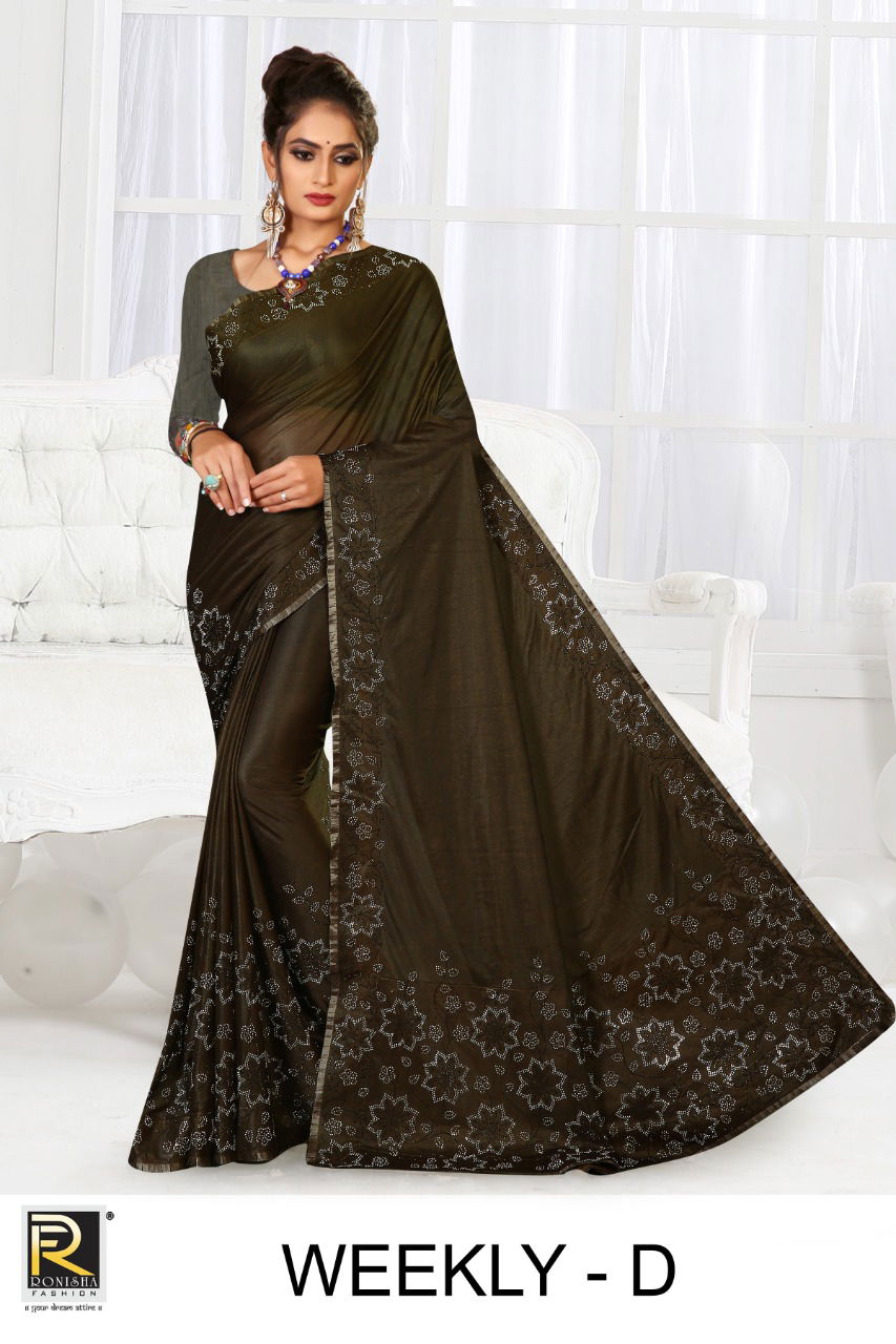 Ronisha Weekly Heavy Festive Wear Embroidery Designer Fancy Saree Collection