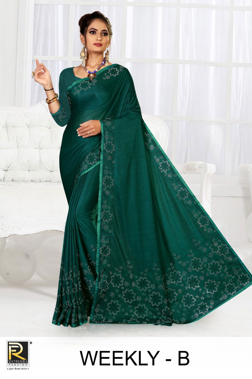 Ronisha Weekly Heavy Festive Wear Embroidery Designer Fancy Saree Collection