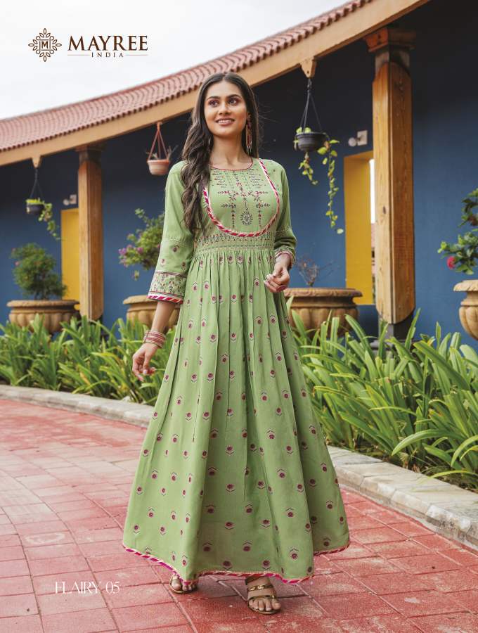 Mayree Flairy Fancy Ethnic Wear Silk Anarkali Designer Long Kurti Collection