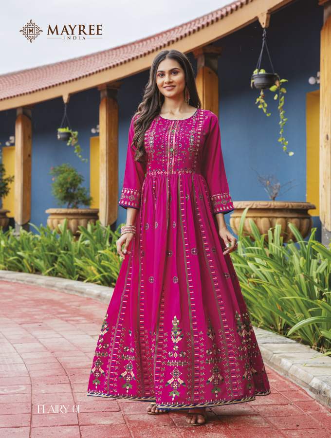 Mayree Flairy Fancy Ethnic Wear Silk Anarkali Designer Long Kurti Collection