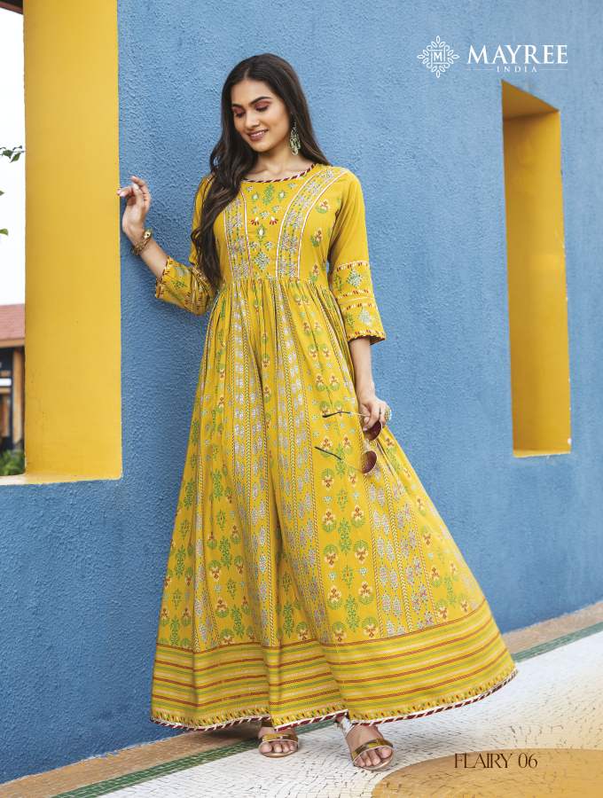 Mayree Flairy Fancy Ethnic Wear Silk Anarkali Designer Long Kurti Collection