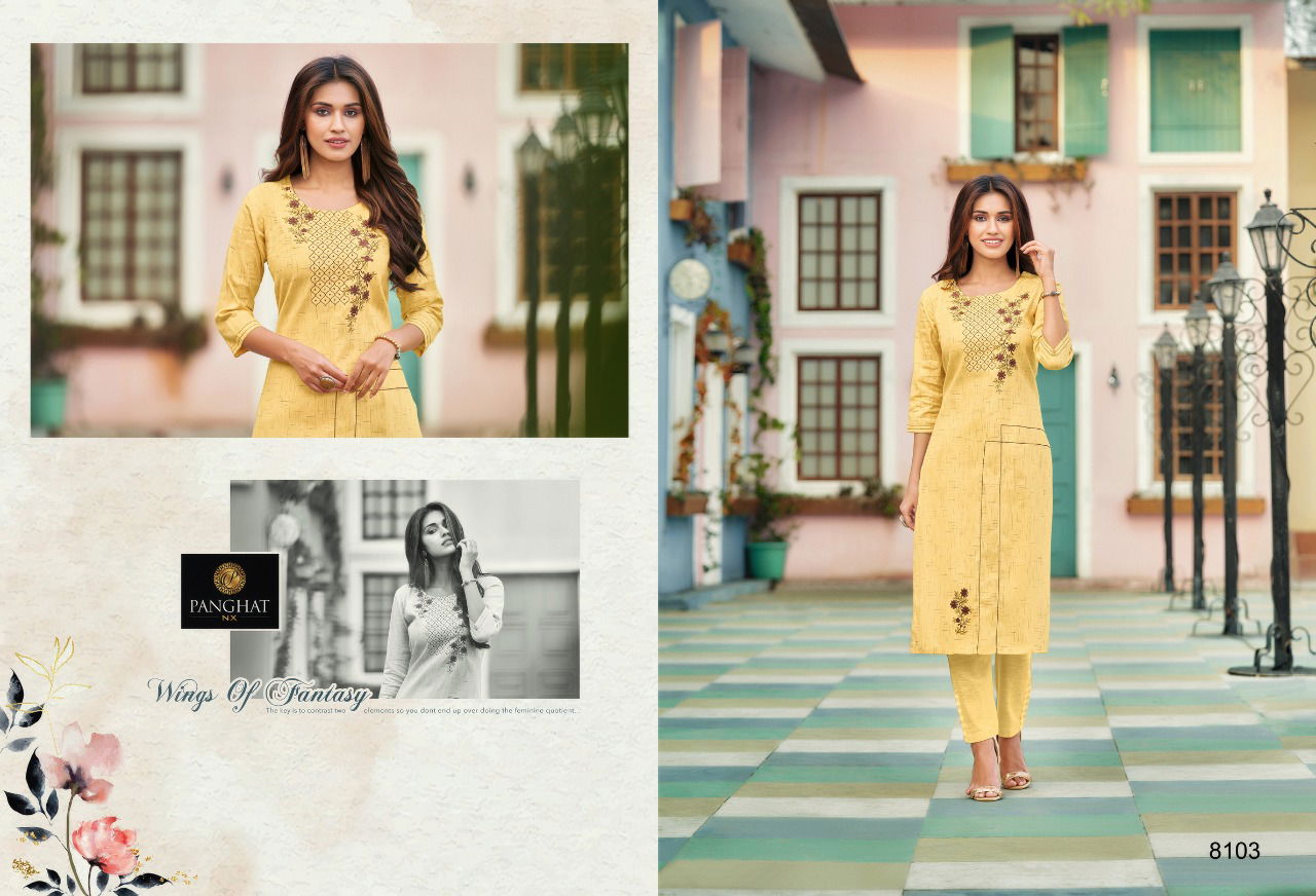 Panghat Nx Perry Fancy Ethnic Wear Cotton Embroidery Work Designer Kurti Collection
