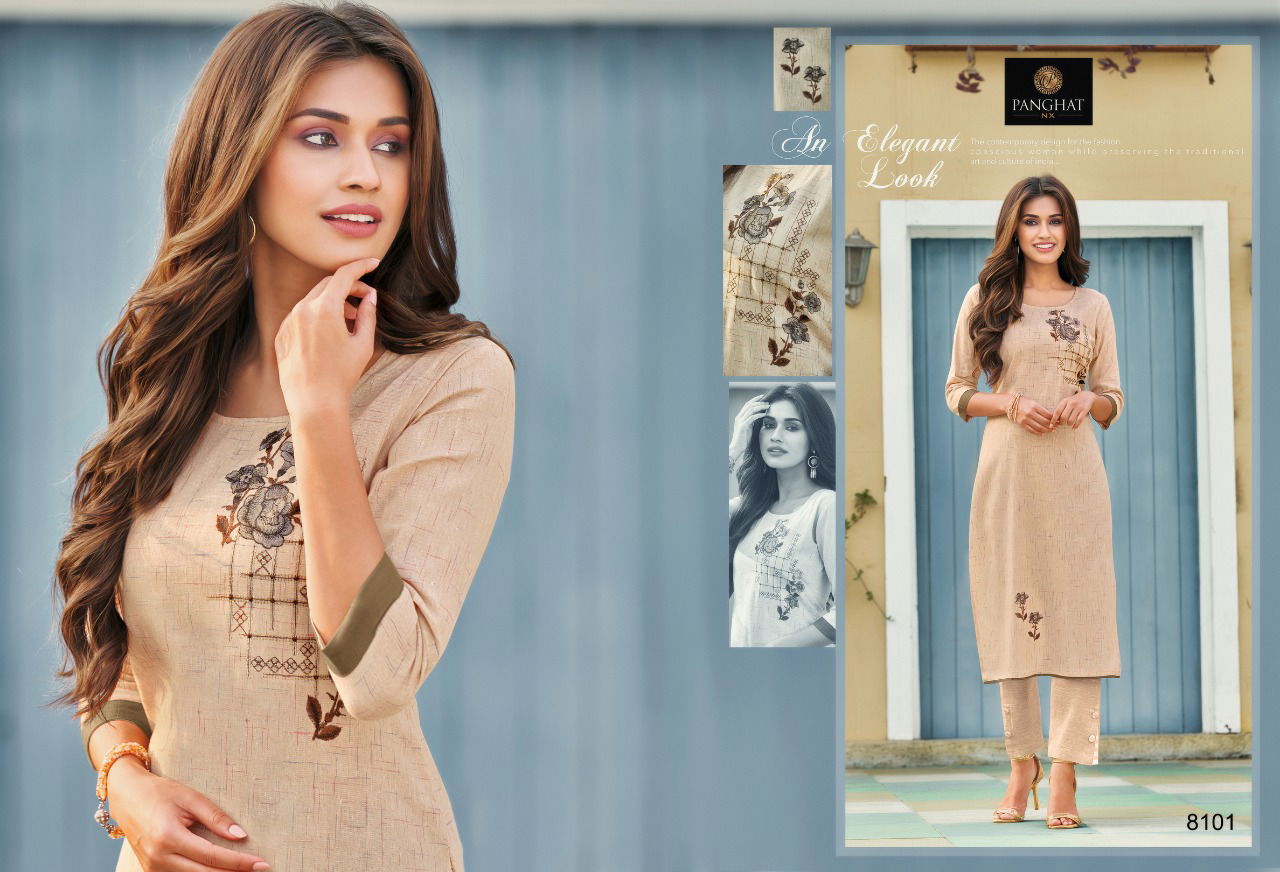 Panghat Nx Perry Fancy Ethnic Wear Cotton Embroidery Work Designer Kurti Collection