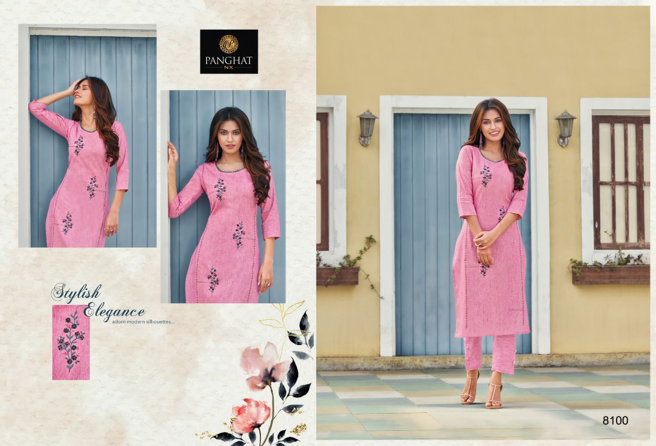 Panghat Nx Perry Fancy Ethnic Wear Cotton Embroidery Work Designer Kurti Collection