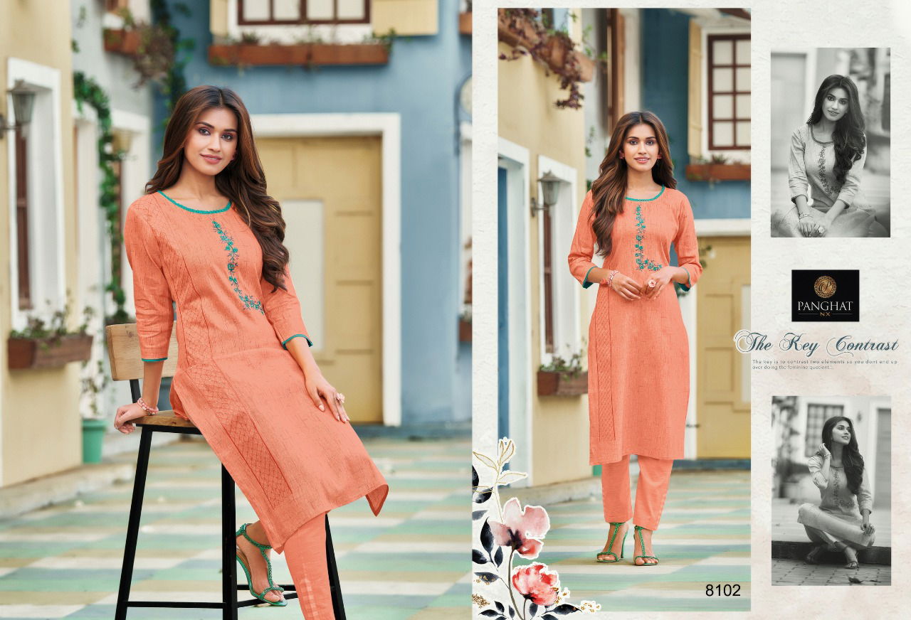 Panghat Nx Perry Fancy Ethnic Wear Cotton Embroidery Work Designer Kurti Collection