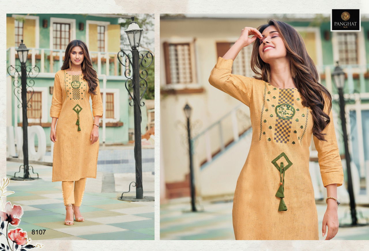 Panghat Nx Perry Fancy Ethnic Wear Cotton Embroidery Work Designer Kurti Collection