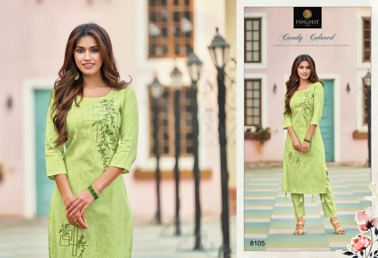 Panghat Nx Perry Fancy Ethnic Wear Cotton Embroidery Work Designer Kurti Collection