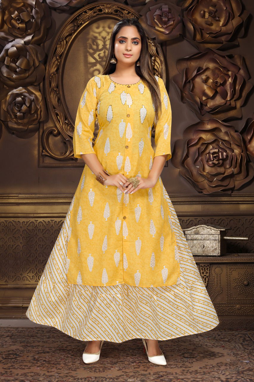 7 Festive Wear Rayon Designer Fancy Kurti With Skirt Collection