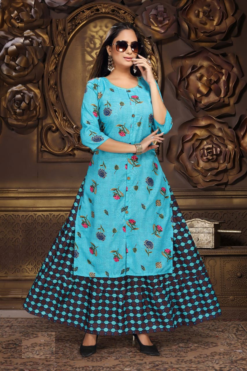 7 Festive Wear Rayon Designer Fancy Kurti With Skirt Collection