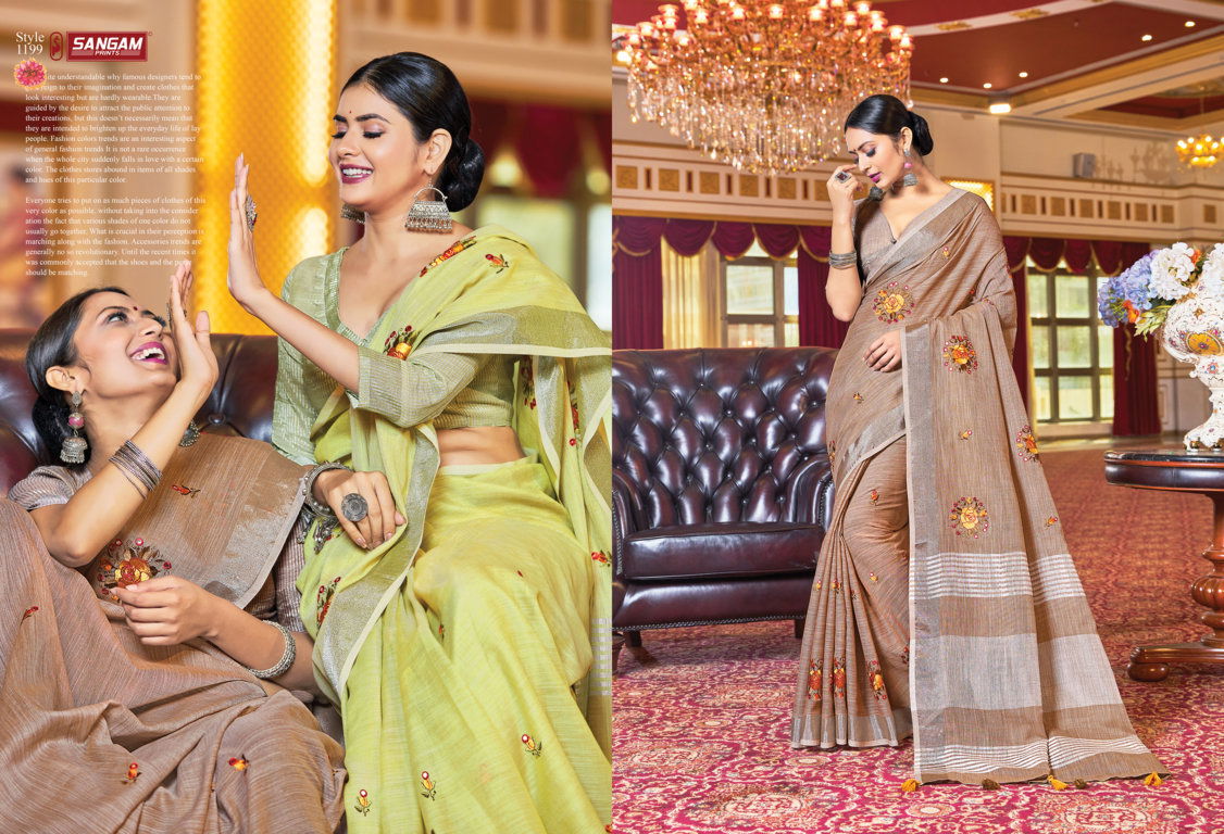 Sangam Saranya Latest Linen Cotton Casual Wear Saree Collection 