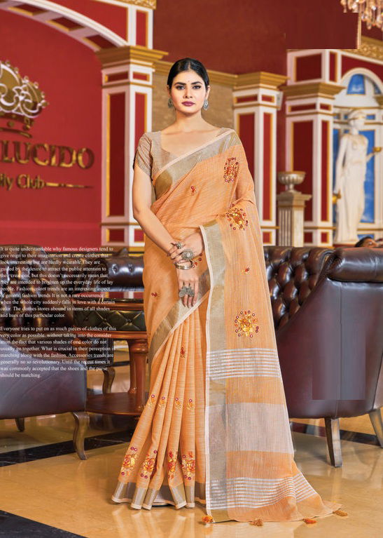 Sangam Saranya Latest Linen Cotton Casual Wear Saree Collection 