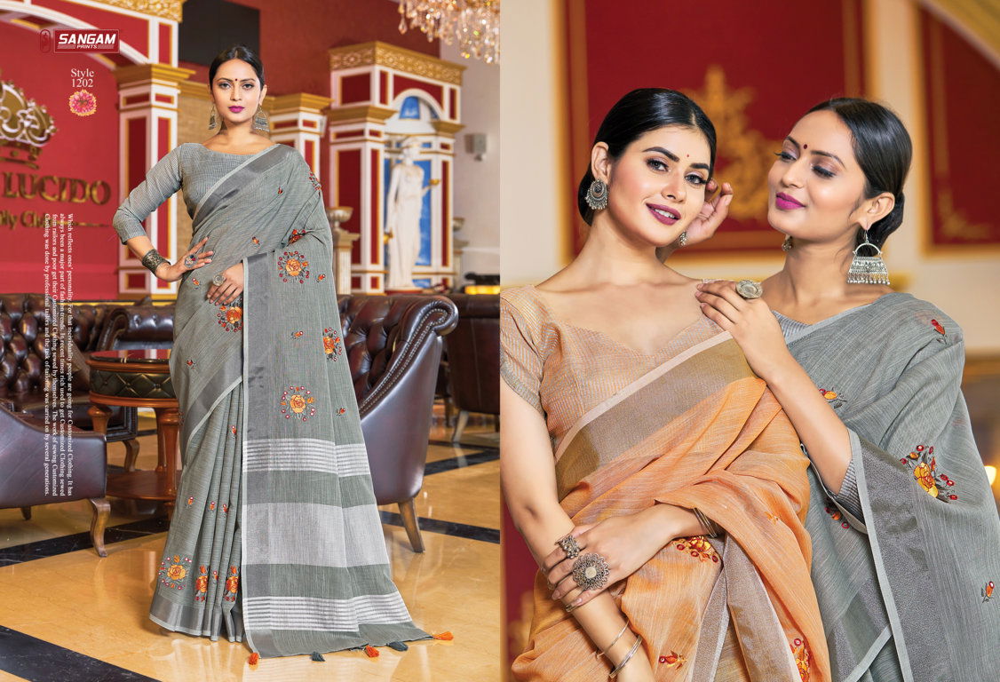 Sangam Saranya Latest Linen Cotton Casual Wear Saree Collection 