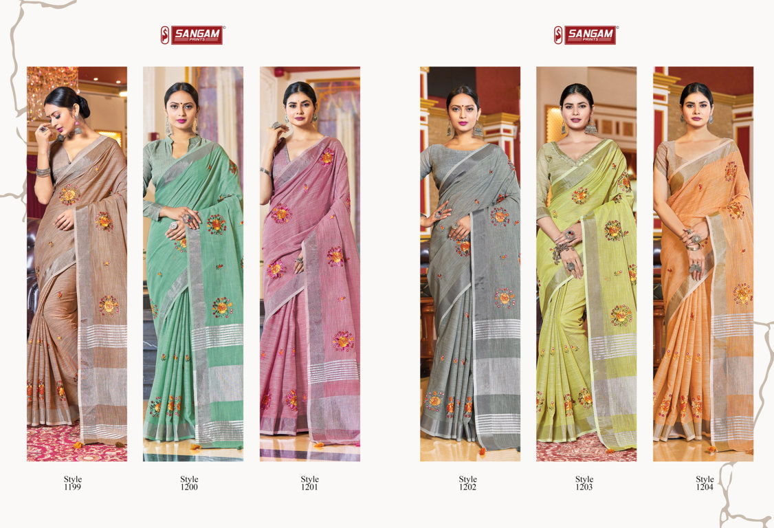 Sangam Saranya Latest Linen Cotton Casual Wear Saree Collection 