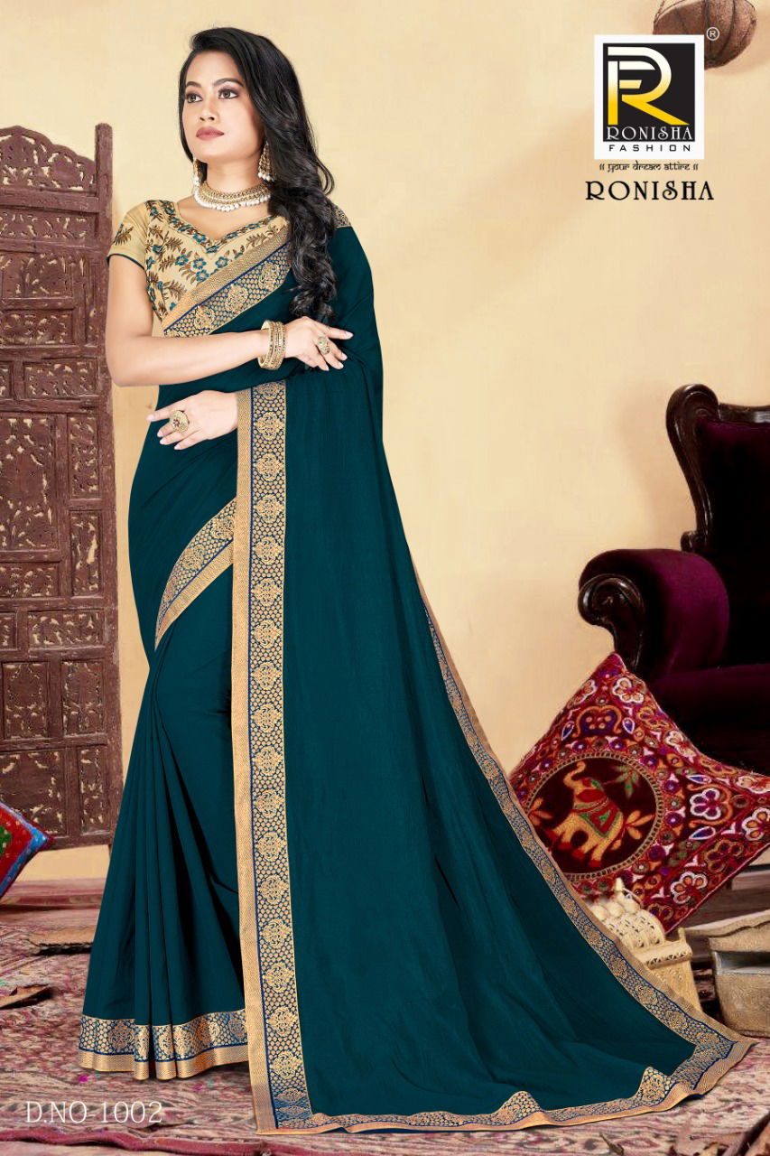 Ronisha Classy Latest Fancy Designer Festive Wear Vichitra silk  Embroidery Designer Saree Collection

