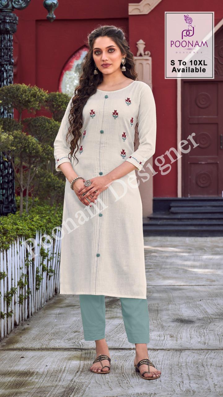 POONAM DIVA VOL-10 Latesy fancy Festive Wear Heavy Cotton Slub Kurtis With Bottom Collection (? 325/- ( 6xl to 10xl) 
