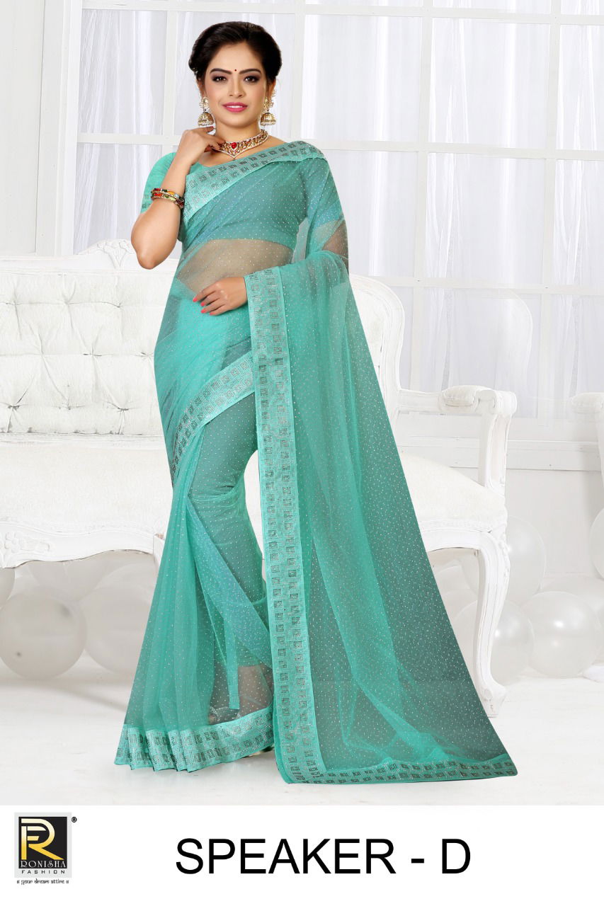 Ronisha Speaker Excluisve Wear Net Designer Saree Collection