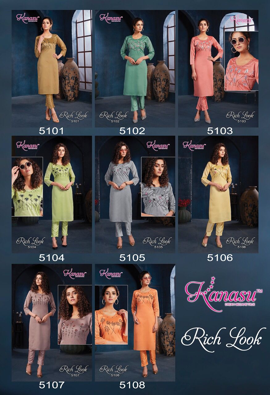 Kanasu Rich Look Fancy Wear designer Kurtis With Bottom Collection