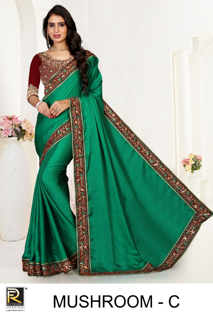 Ronisha Mushroom Festive Wear Georgette Saree Collection