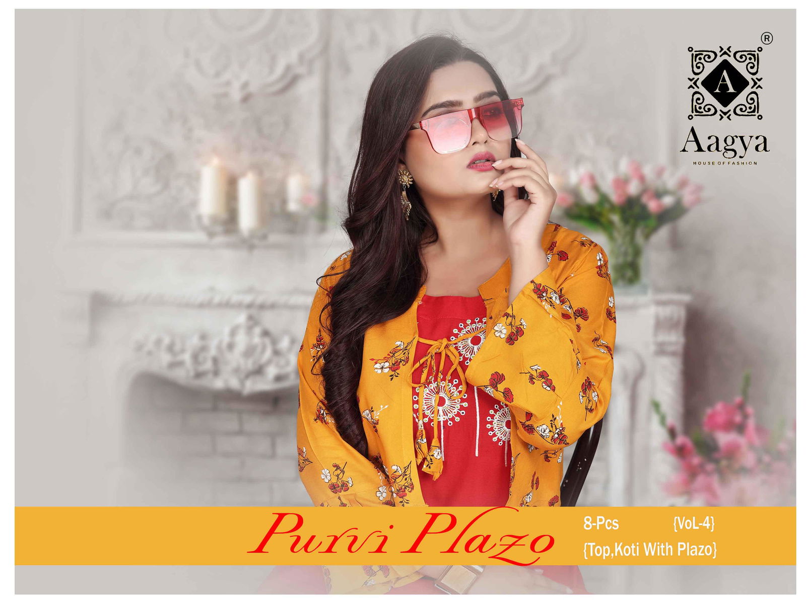 Aagya Purvi Plazo 4 Top With Bottom And Koti Collection