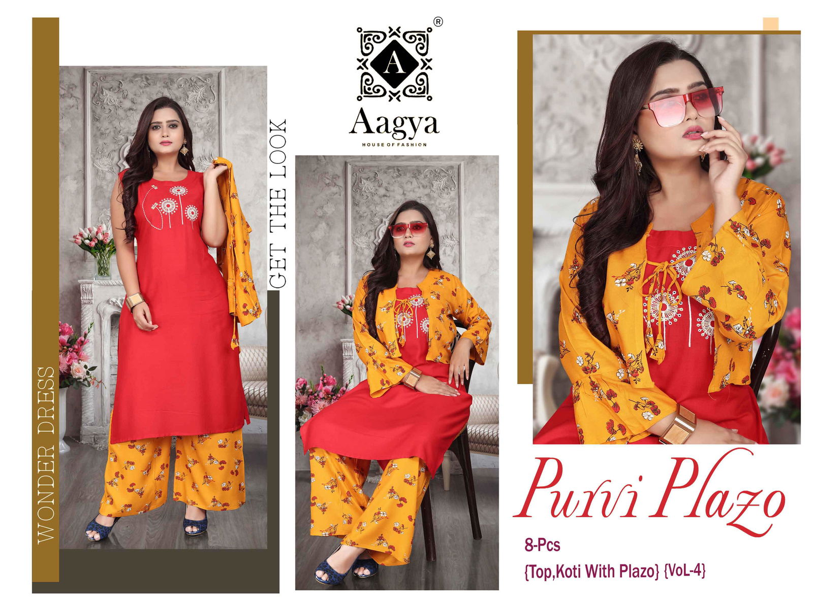 Aagya Purvi Plazo 4 Top With Bottom And Koti Collection