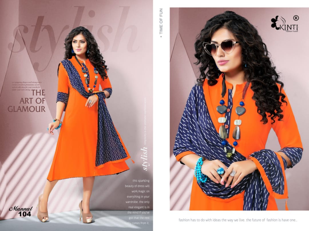 Kinti Mannat Latest designer fancy Regular Wear rayon Kurtis Collection

