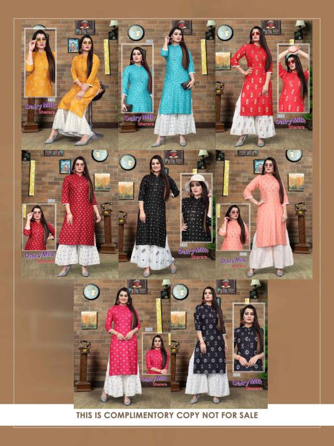 Aagya Dairy Milk Sharara 5 Kurti With Plazo Collection