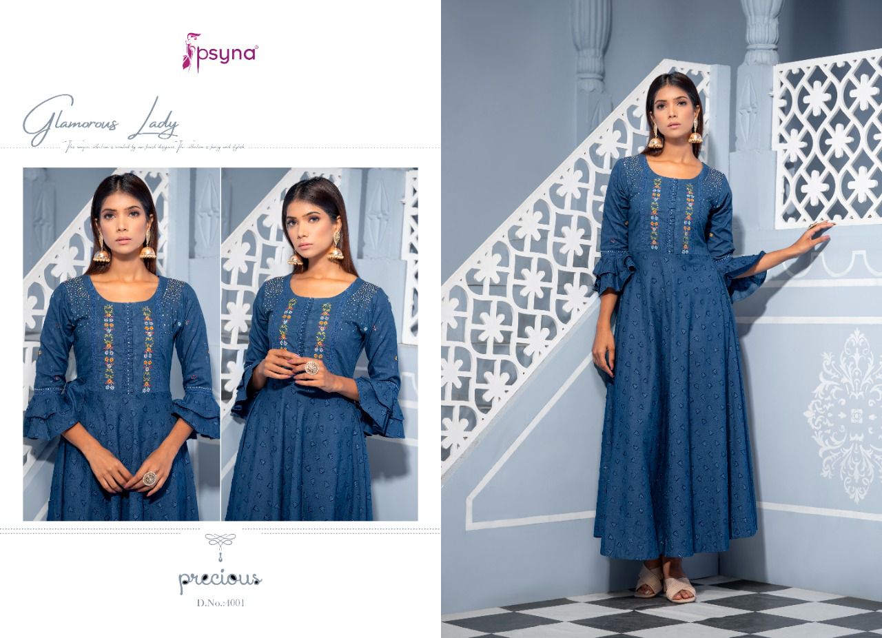 Psyna Precious 4 Fancy Party Wear Rayon Long Designer Kurti Collection