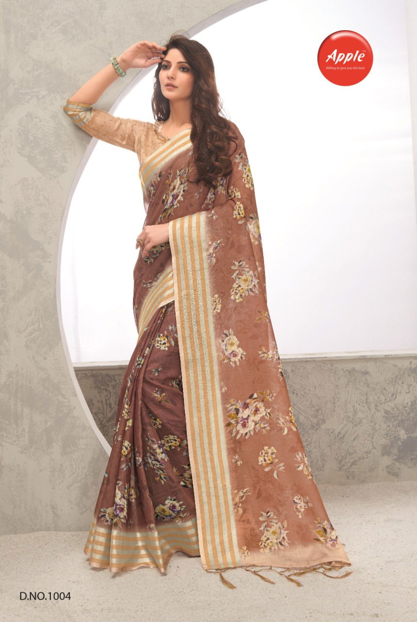 Apple Aaradhana 10 Casual Regular Wear Pure Linen Digital Printed Saree Collection
