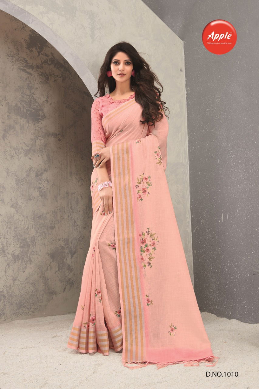 Apple Aaradhana 10 Casual Regular Wear Pure Linen Digital Printed Saree Collection