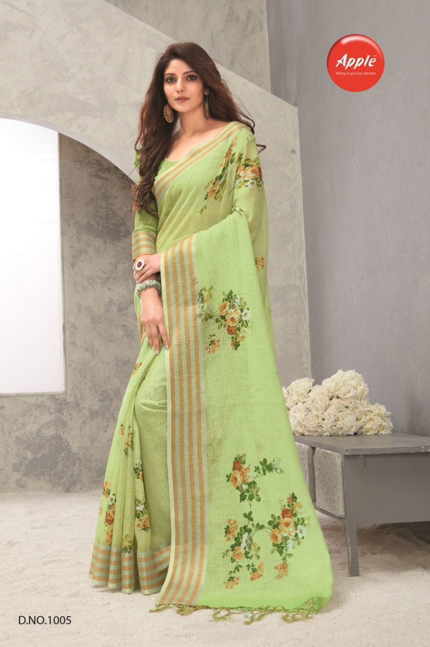 Apple Aaradhana 10 Casual Regular Wear Pure Linen Digital Printed Saree Collection