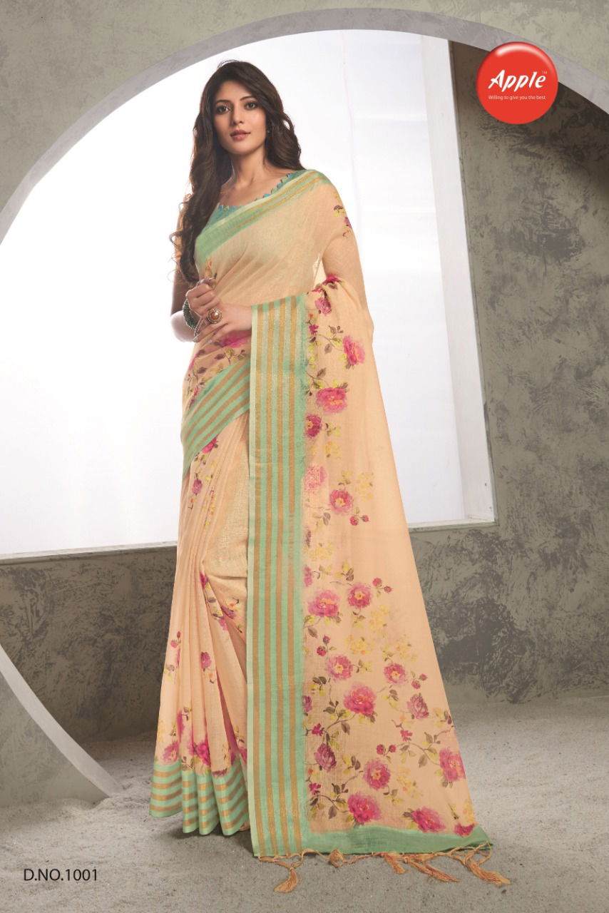 Apple Aaradhana 10 Casual Regular Wear Pure Linen Digital Printed Saree Collection