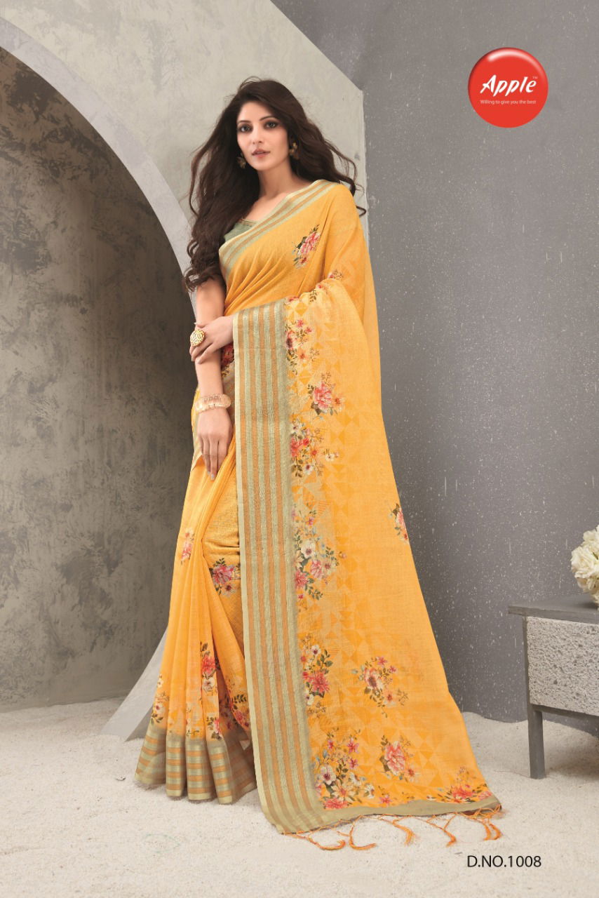 Apple Aaradhana 10 Casual Regular Wear Pure Linen Digital Printed Saree Collection