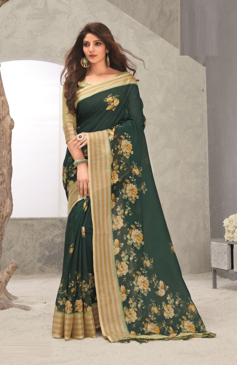 Apple Aaradhana 10 Casual Regular Wear Pure Linen Digital Printed Saree Collection