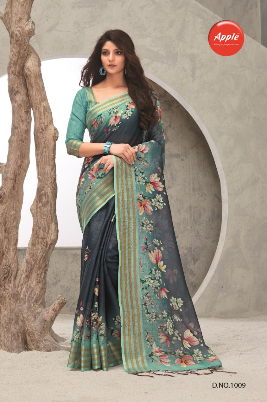 Apple Aaradhana 10 Casual Regular Wear Pure Linen Digital Printed Saree Collection