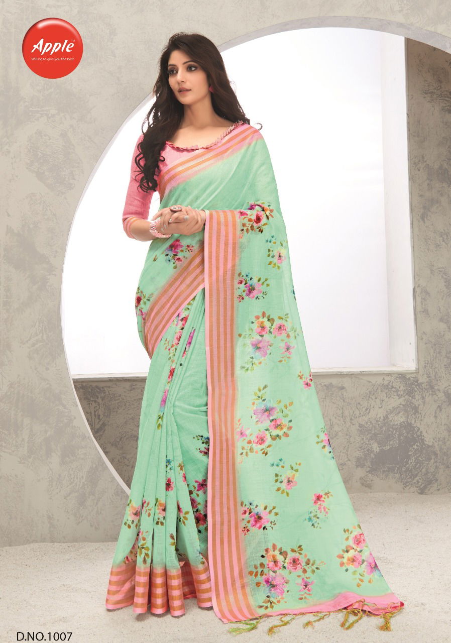 Apple Aaradhana 10 Casual Regular Wear Pure Linen Digital Printed Saree Collection