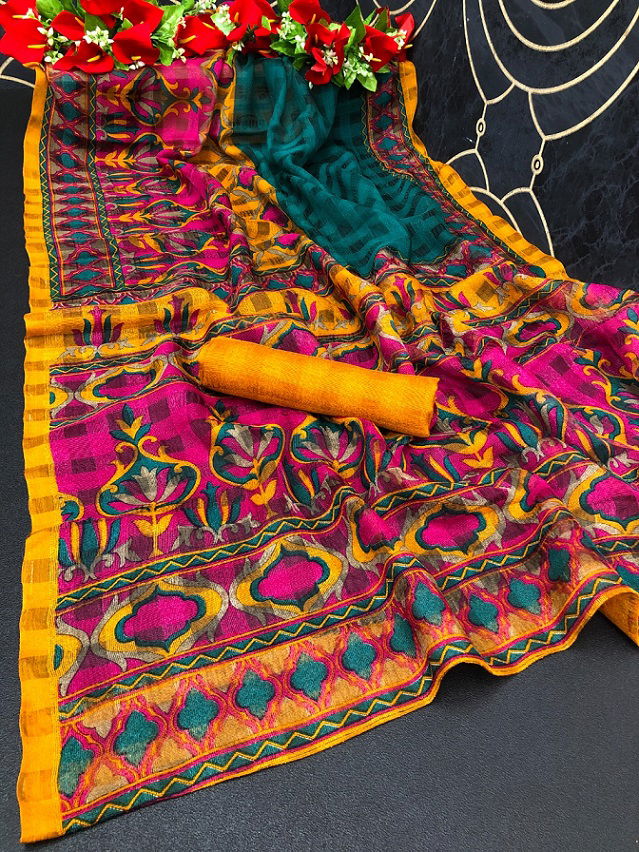 Monalisha 6 Latest Designer Casual Wear Printed Cotton Silk Saree Collection