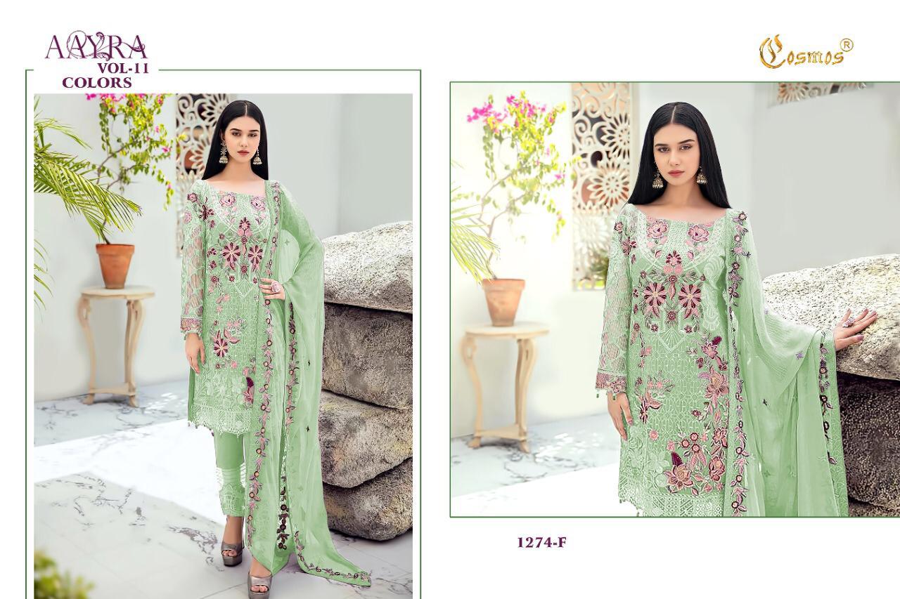 Cosmos Aayra 11 Colors Pakistani Wear Georgette Salwar Kameez Collection

