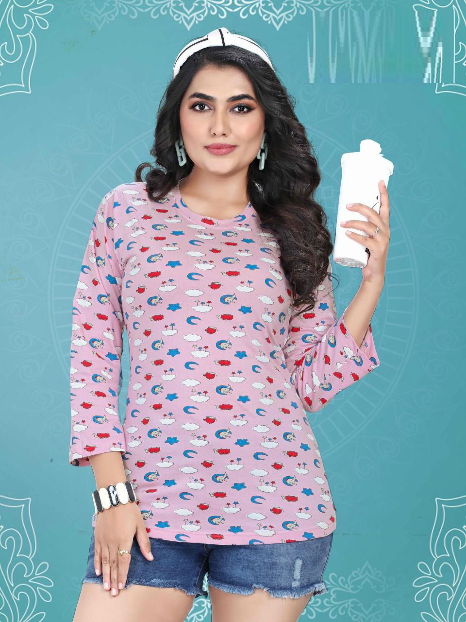 Blue T Shirt 2 Night Regular Wear Hosiery Cotton Long Sleeves Top Collection