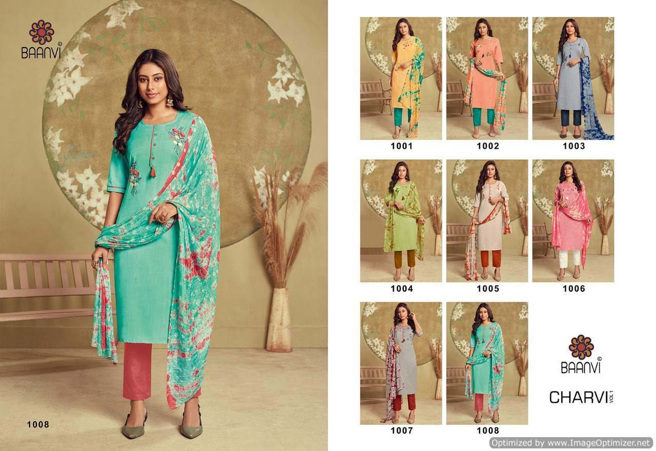 Baanvi Charvi 1 Latest Festive Wear Cotton Embroidered Ready Made Collection