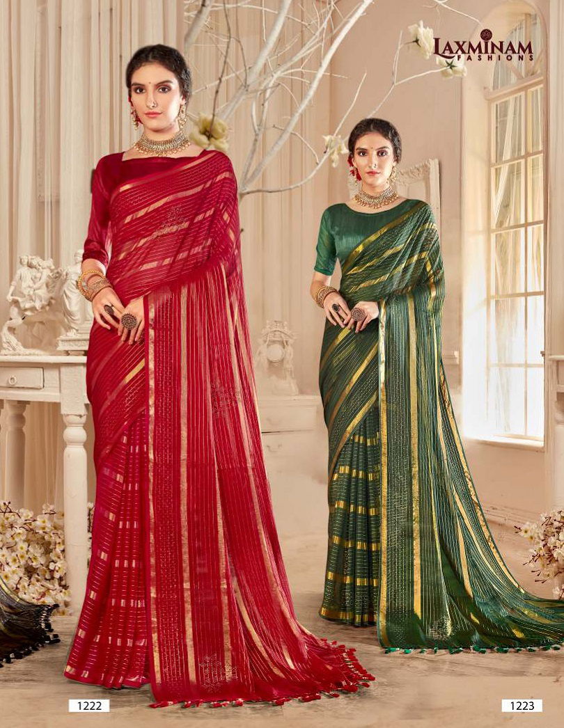 Laxminam Bullet Train Stylish Party Wear Vichitra Silk Designer Saree Collection