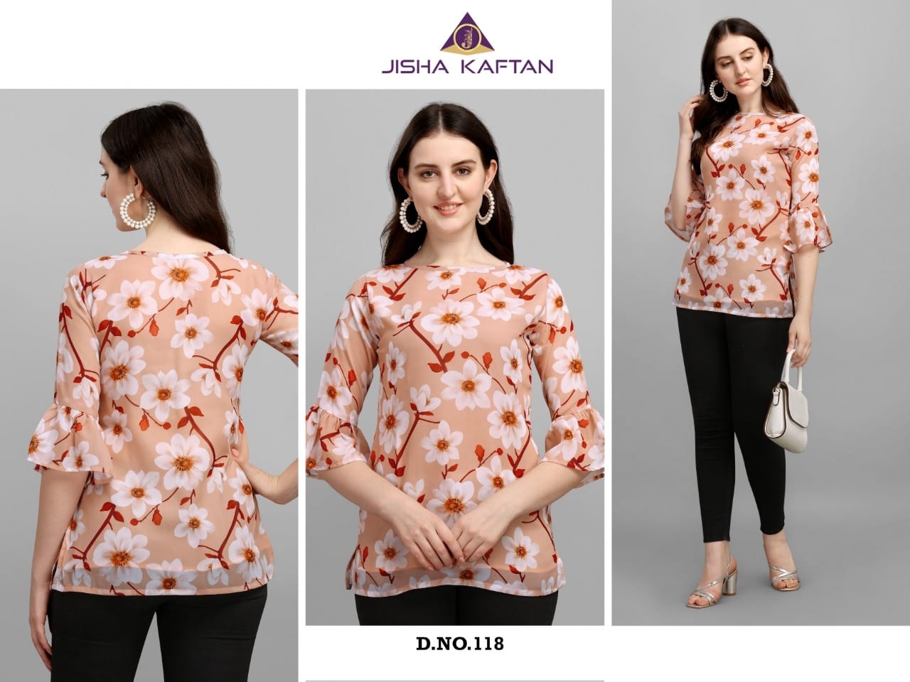 Jelite Georgette Tunics 3 Ethnic Wear Weightless Georgette Ladies Top Collection