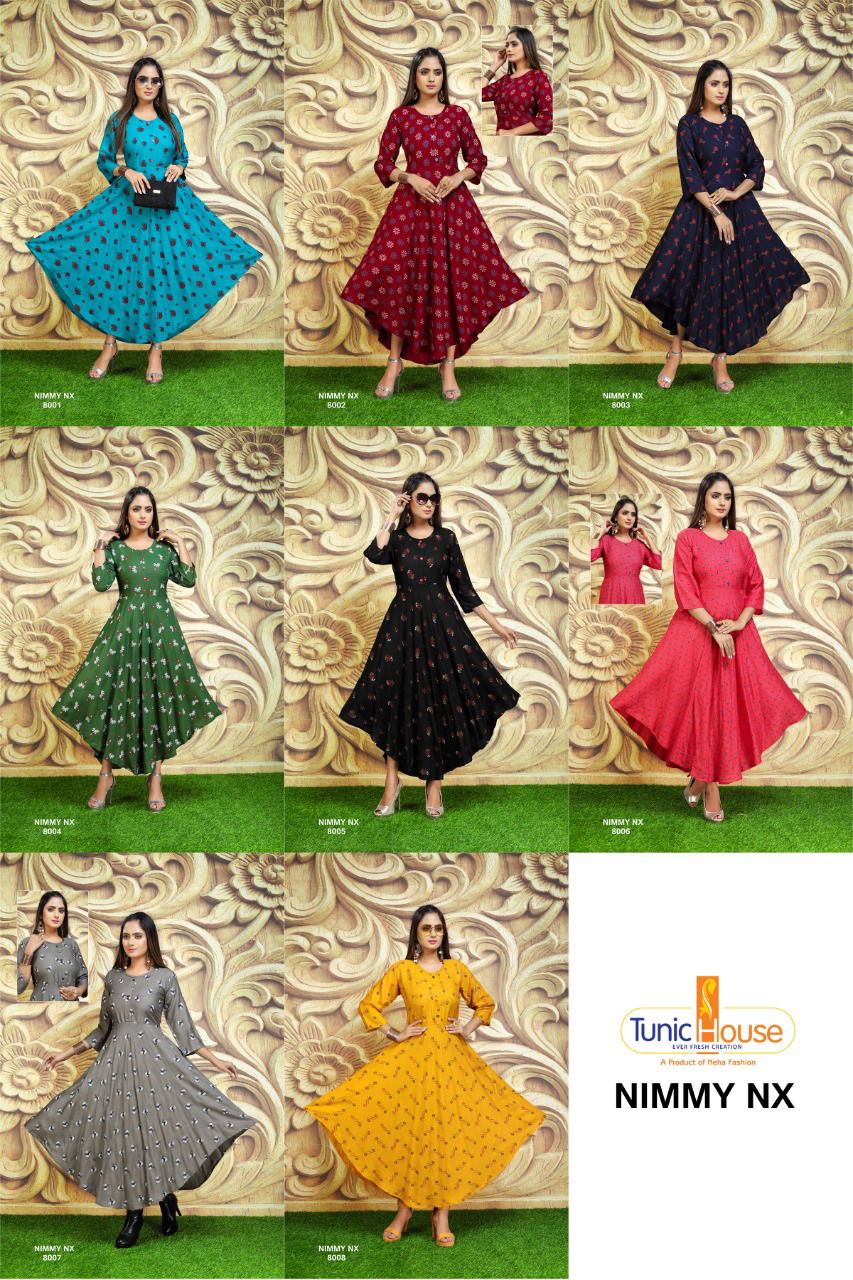 Tunic House Nimmy Nx Ethnic Wear Rayon Printed Anarkali Kurti Collection