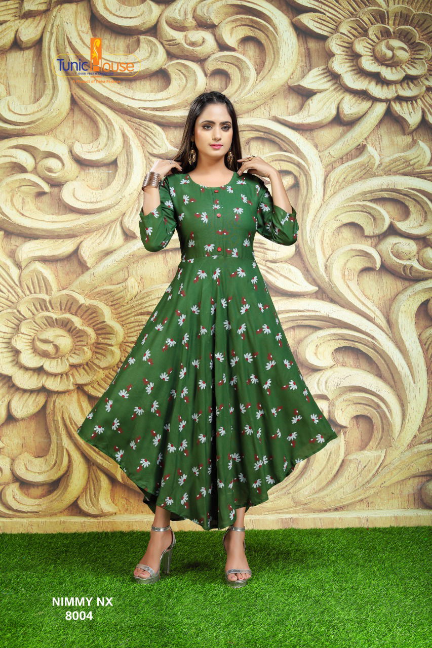 Tunic House Nimmy Nx Ethnic Wear Rayon Printed Anarkali Kurti Collection
