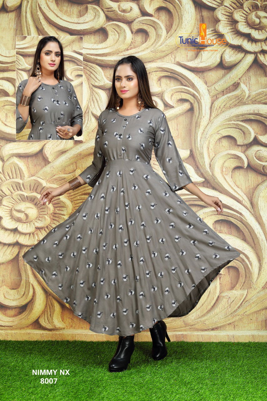 Tunic House Nimmy Nx Ethnic Wear Rayon Printed Anarkali Kurti Collection