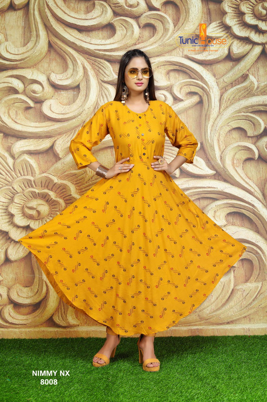 Tunic House Nimmy Nx Ethnic Wear Rayon Printed Anarkali Kurti Collection