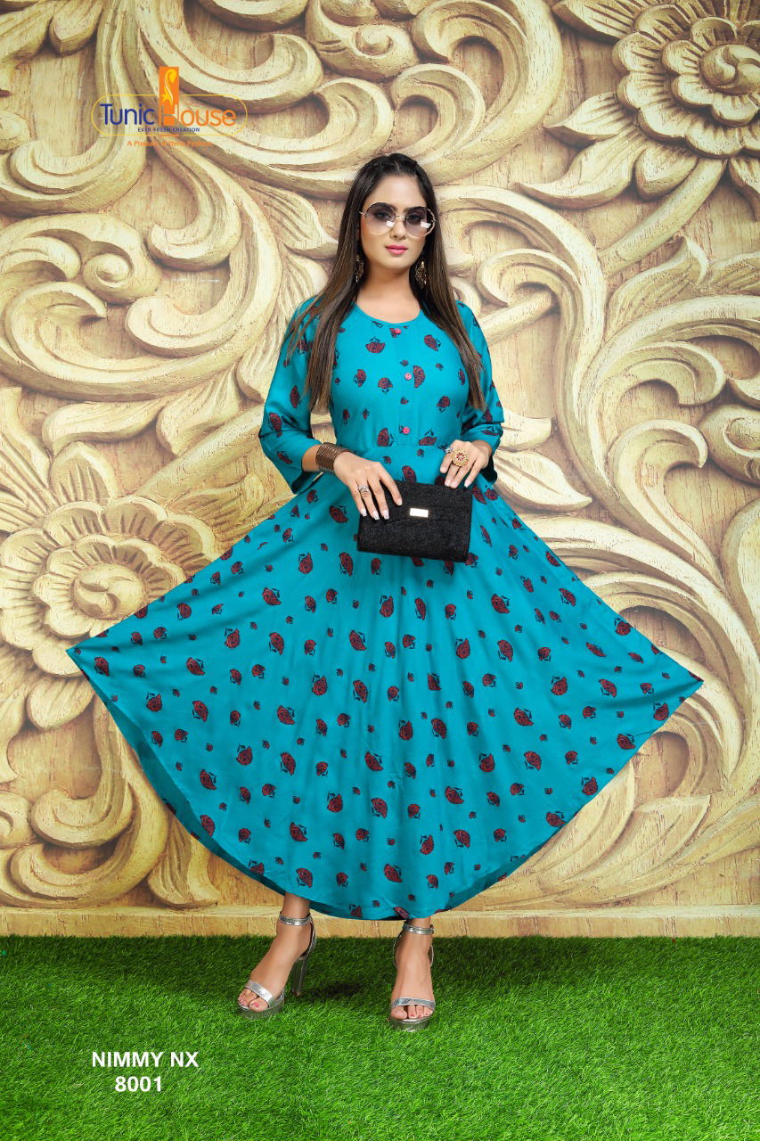 Tunic House Nimmy Nx Ethnic Wear Rayon Printed Anarkali Kurti Collection