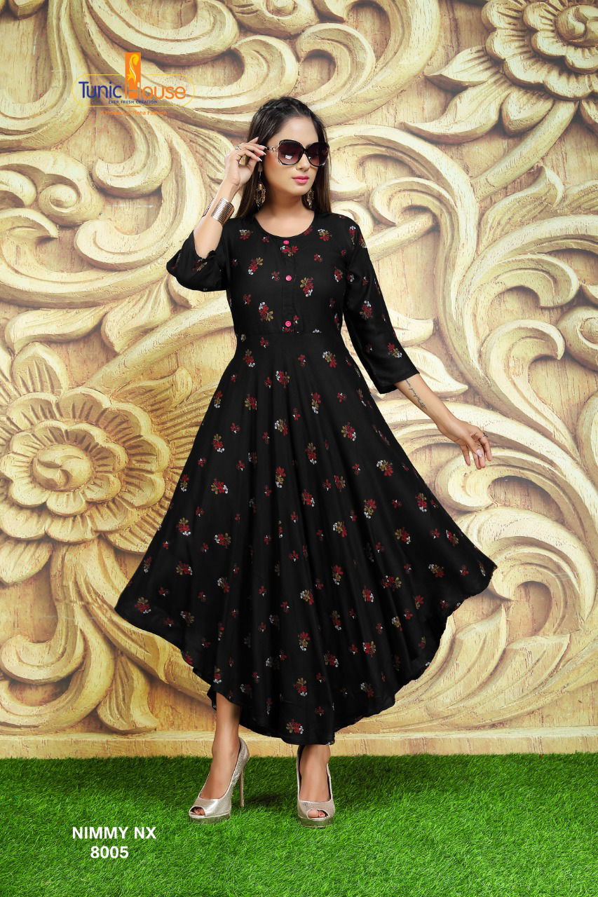 Tunic House Nimmy Nx Ethnic Wear Rayon Printed Anarkali Kurti Collection