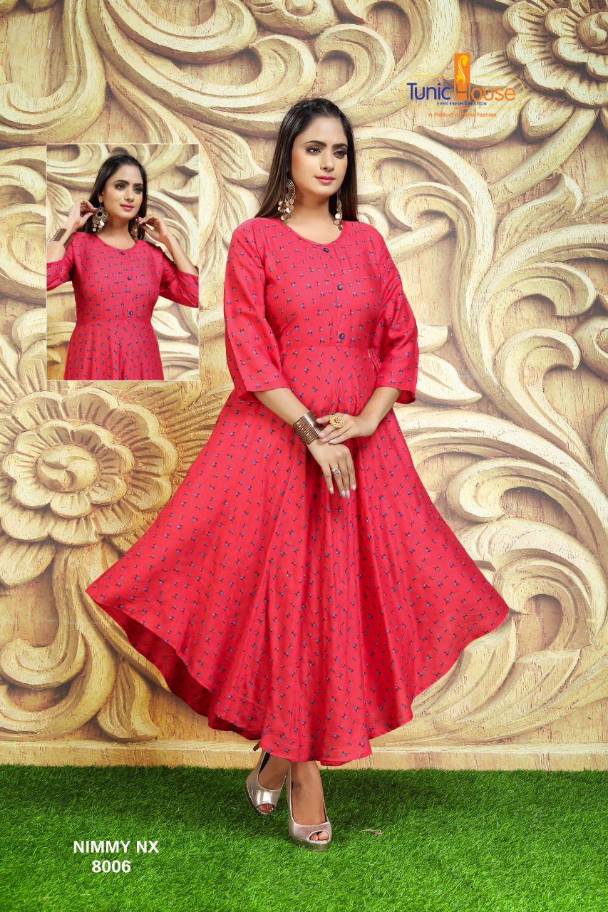 Tunic House Nimmy Nx Ethnic Wear Rayon Printed Anarkali Kurti Collection