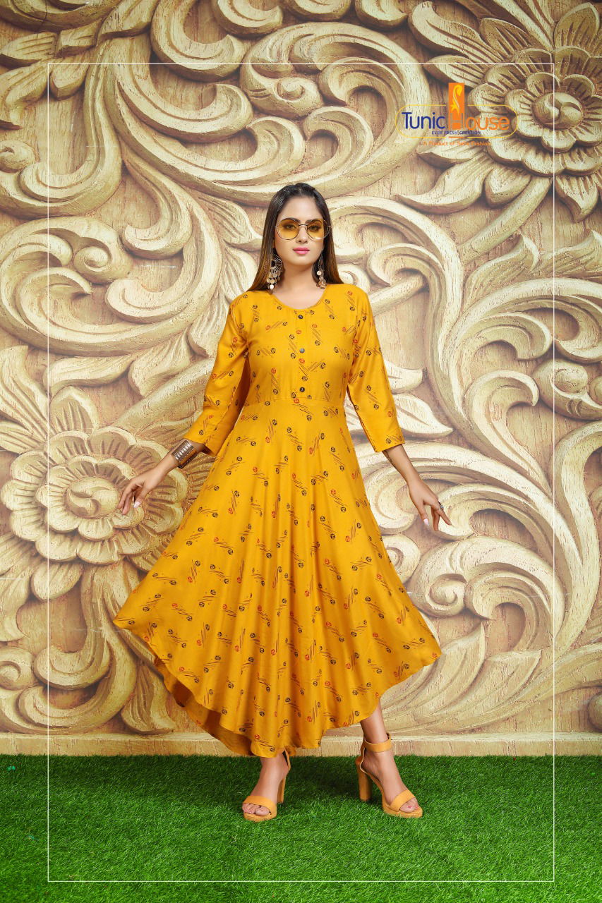 Tunic House Nimmy Nx Ethnic Wear Rayon Printed Anarkali Kurti Collection