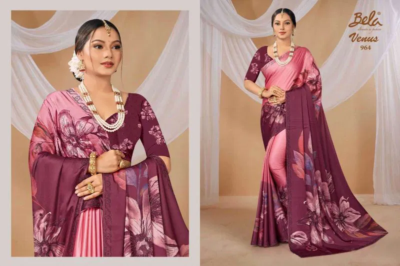 Venus By Bela Fashion Satin Print Saree Bulk Orders In India